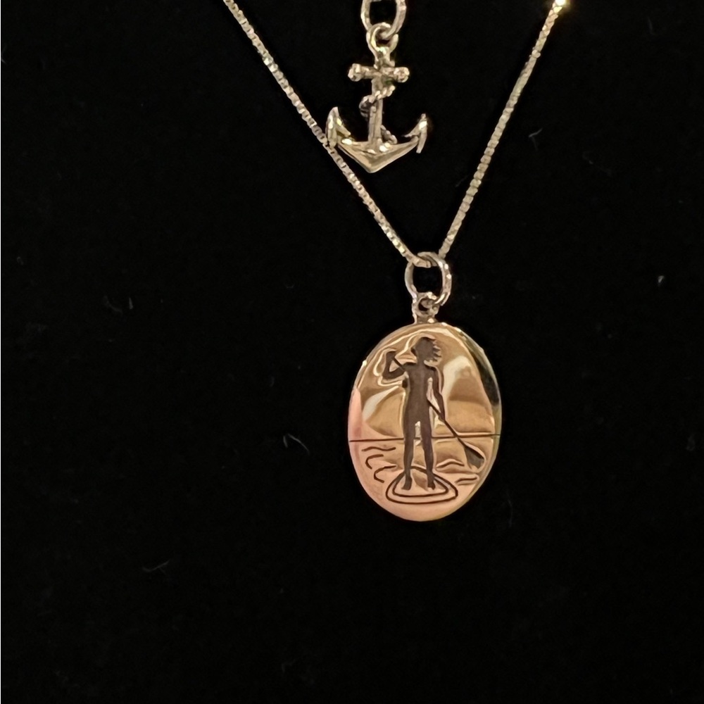 New Sterling Silver Paddleboarder Necklace